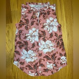 LOFT Floral Blouse in Pink and Cream